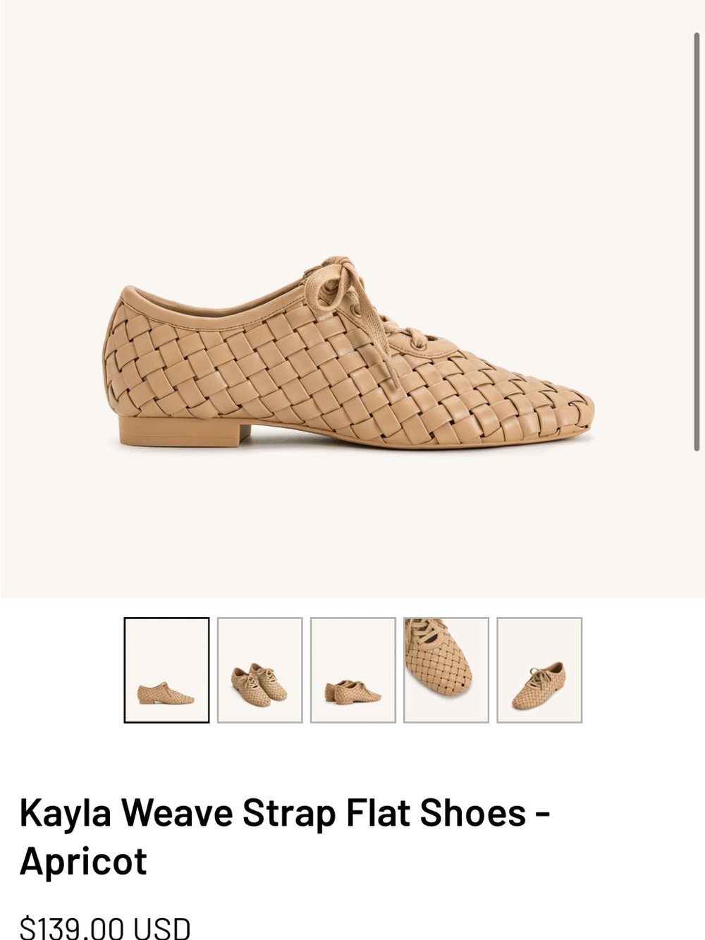 JW PEI Kayla Weave Strap Flat Shoes in Apricot